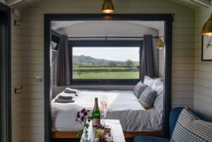 Bedroom in the Merlin Shepherds Hut