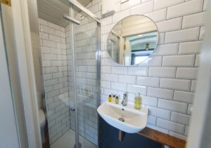 Bathroom inside The Merlin Shepherds Hut