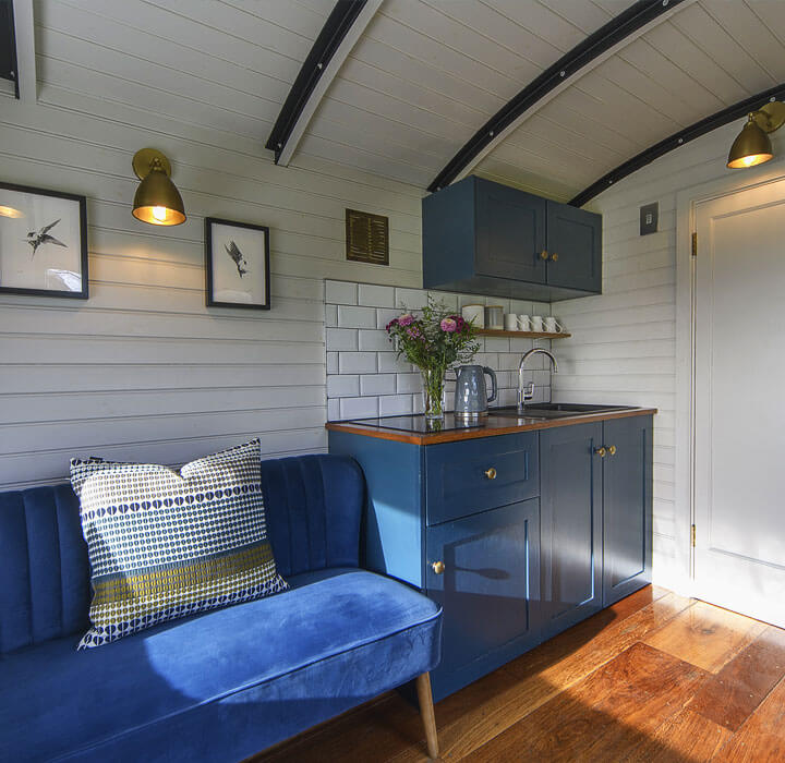 Shepherds hut accommodation interior