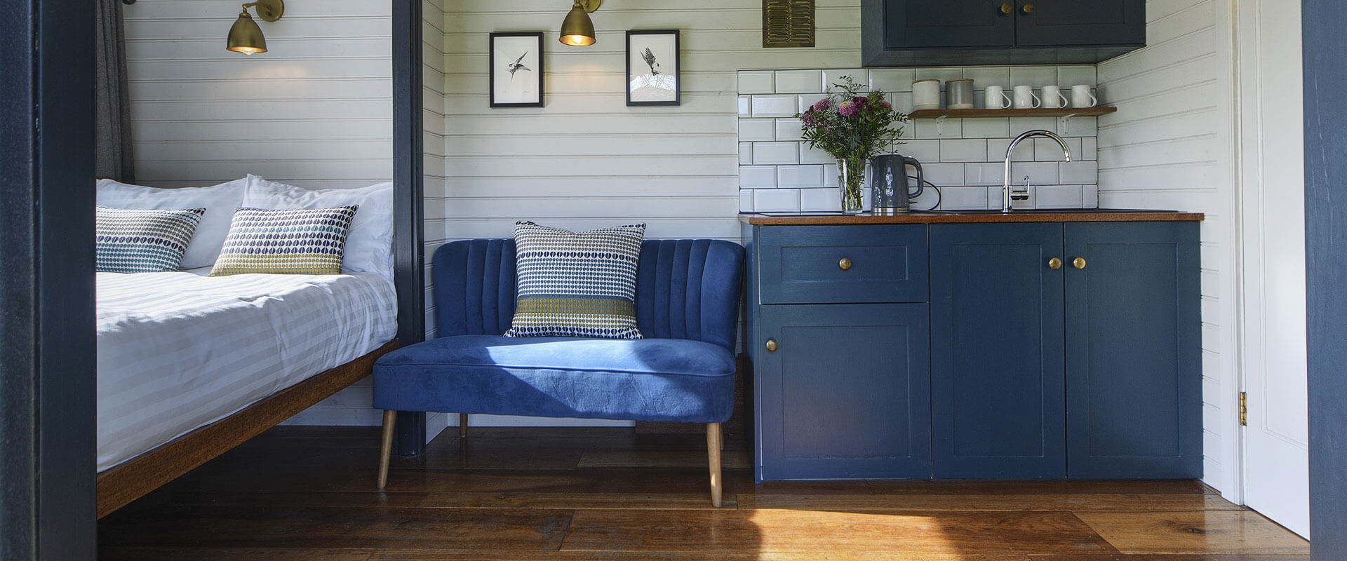Inside a shepherds hut at Derbyshire Hills