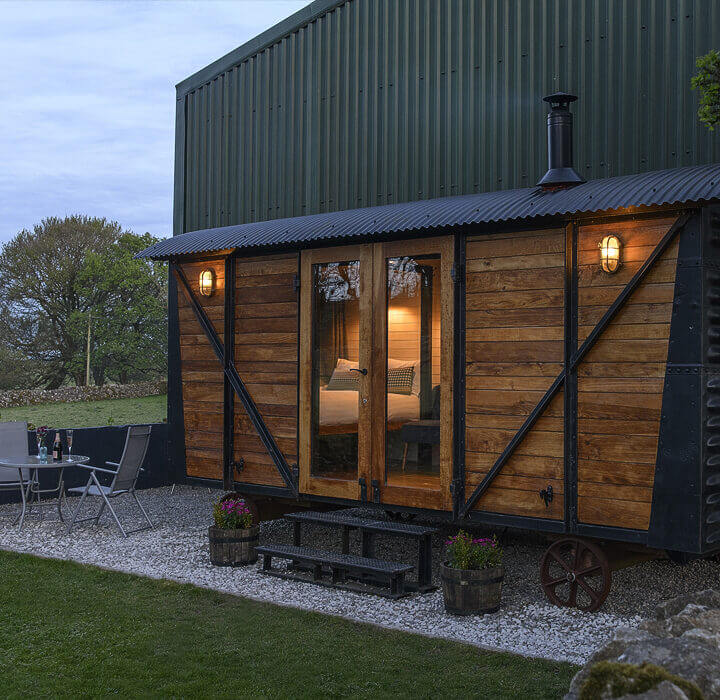 The Merlin large glamping cabin at Derbyshire Hills