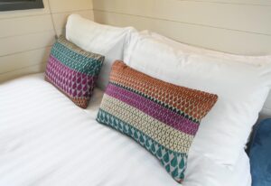Close up of the bed in the Pheasant Shepherds Hut