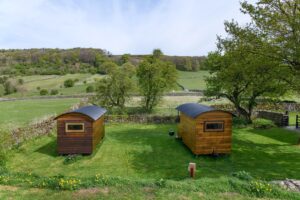 Two Shepherds Huts at Derbyshire Hills Campsite