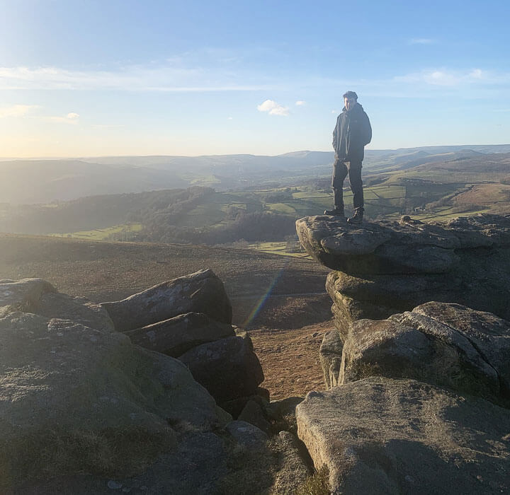 gritstone-rocks-of-stanage-edge Taking in the vast panorama from the gritstone rocks of stanage edge