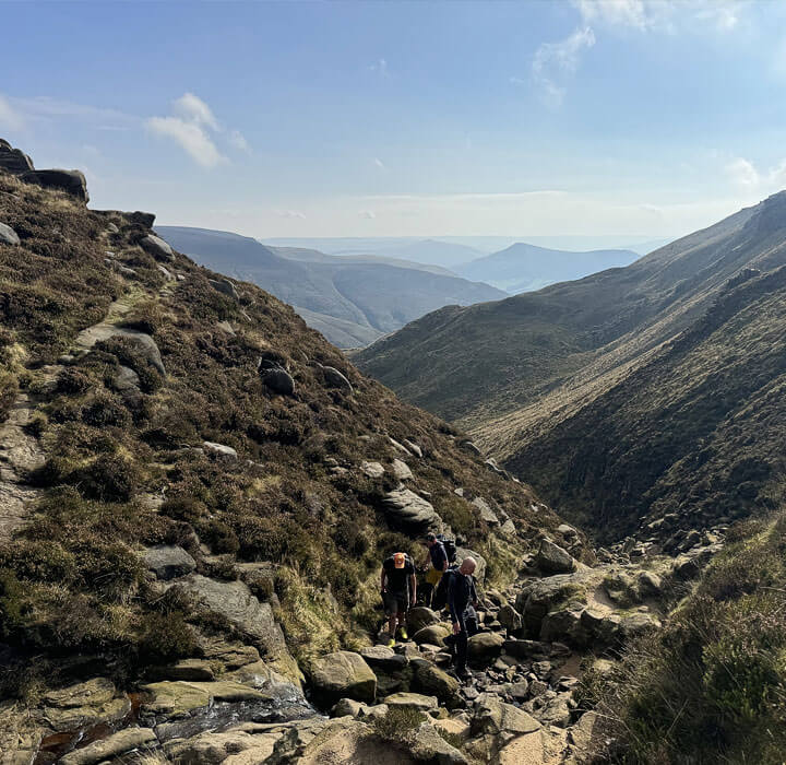 jacobs-ladder-towards-the-kinder-scout-plateau Hikers ascending Jacob's ladder towards the kinder scout plateau