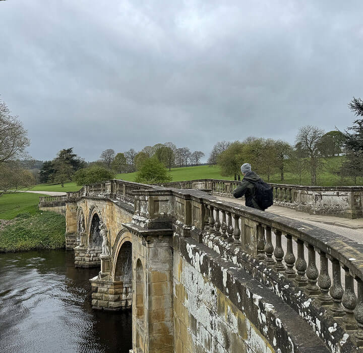 stone-bridge-over-the-river-derwent The elegant stone bridge over the river derwent in the chatsworth parkland